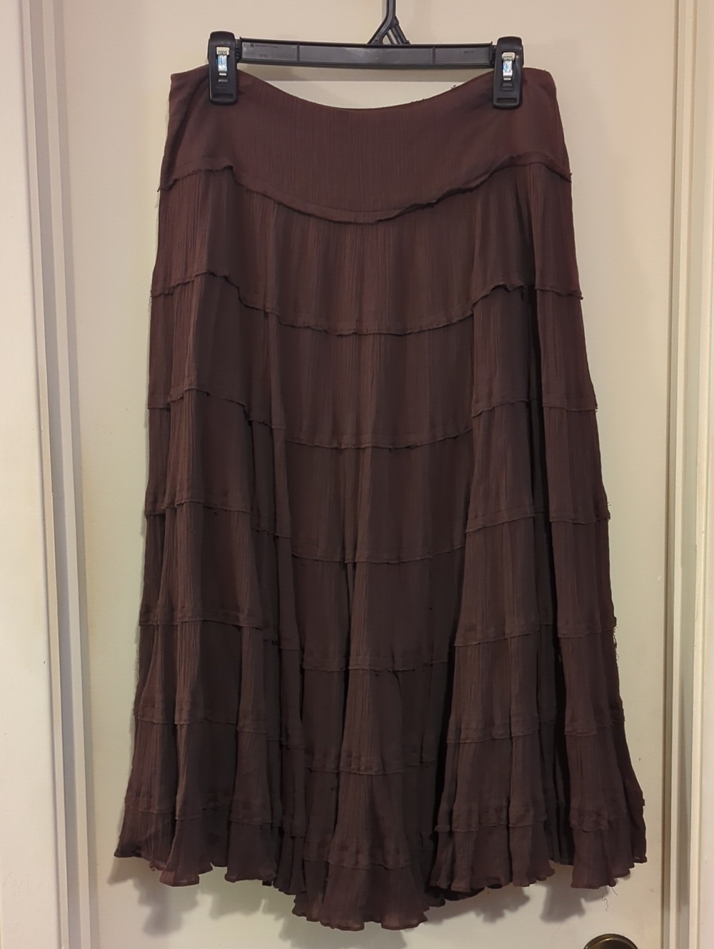 Jones New York Brown Tiered Maxi Skirt